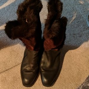 Regence Brown Fur Ankle Boot Size 8